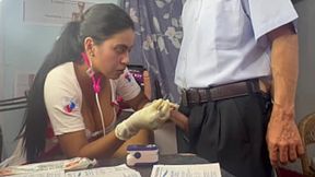 Stepdad Doctor threesome: she extracts his semen and masturbates the sexy busty patient – threesome hd porn videos – PornMood