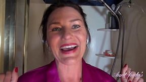 – All-Natural 50yo Mature Wife Joana Sucks Her Hairy Vag in the Shower  – jav mature porn – PornMood