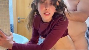 White Girl My stepfather fucks me in the bathroom when there are friends in the living room, while we’re celebrating Christmas – step teen porn – PornMood