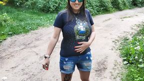 Wet Pussy – girlfriend have fun in new car and almost caught while sucking in forest – boobs sucking porn gif – PornMood