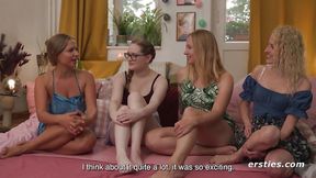 – Ersties – Blindfold Orgy – 4 Hotties Begin Teasing Each Other [Ep 1 of 3] – heavy on hotties porn videos – PornMood