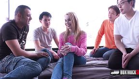 Skinny Rebecca got pussy shared by some asian dudes – asian porn with english subtitles – PornMood